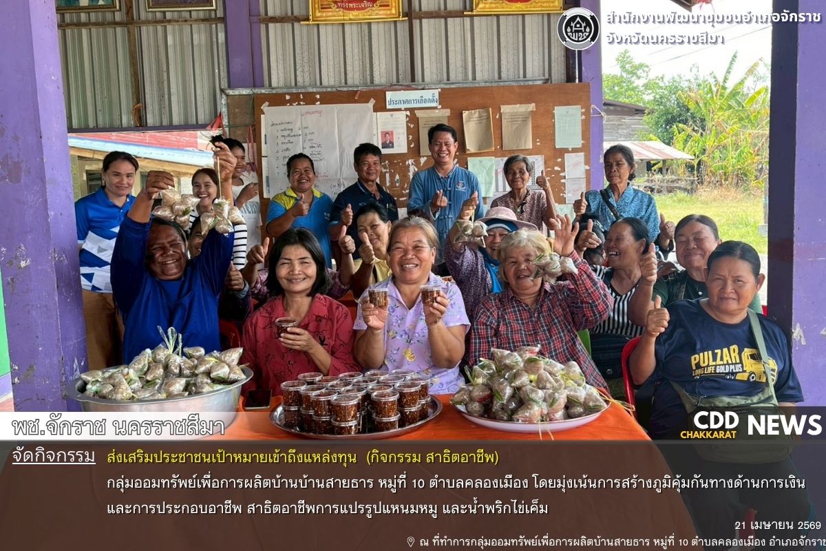 พช.จักราช นครราชสีมา ร่วมกับทีมคู่หูคู่คิด ลงพื้นที่เชิงรุก จัดกิจกรรมส่งเสริมประชาชนเข้าถึงแหล่งทุน พร้อมหนุนการจัดตั้งกลุ่มอาชีพ สร้างรายได้อย่างยั่งยืน กลุ่มออมทรัพย์ ฯ บ้านสายธาร