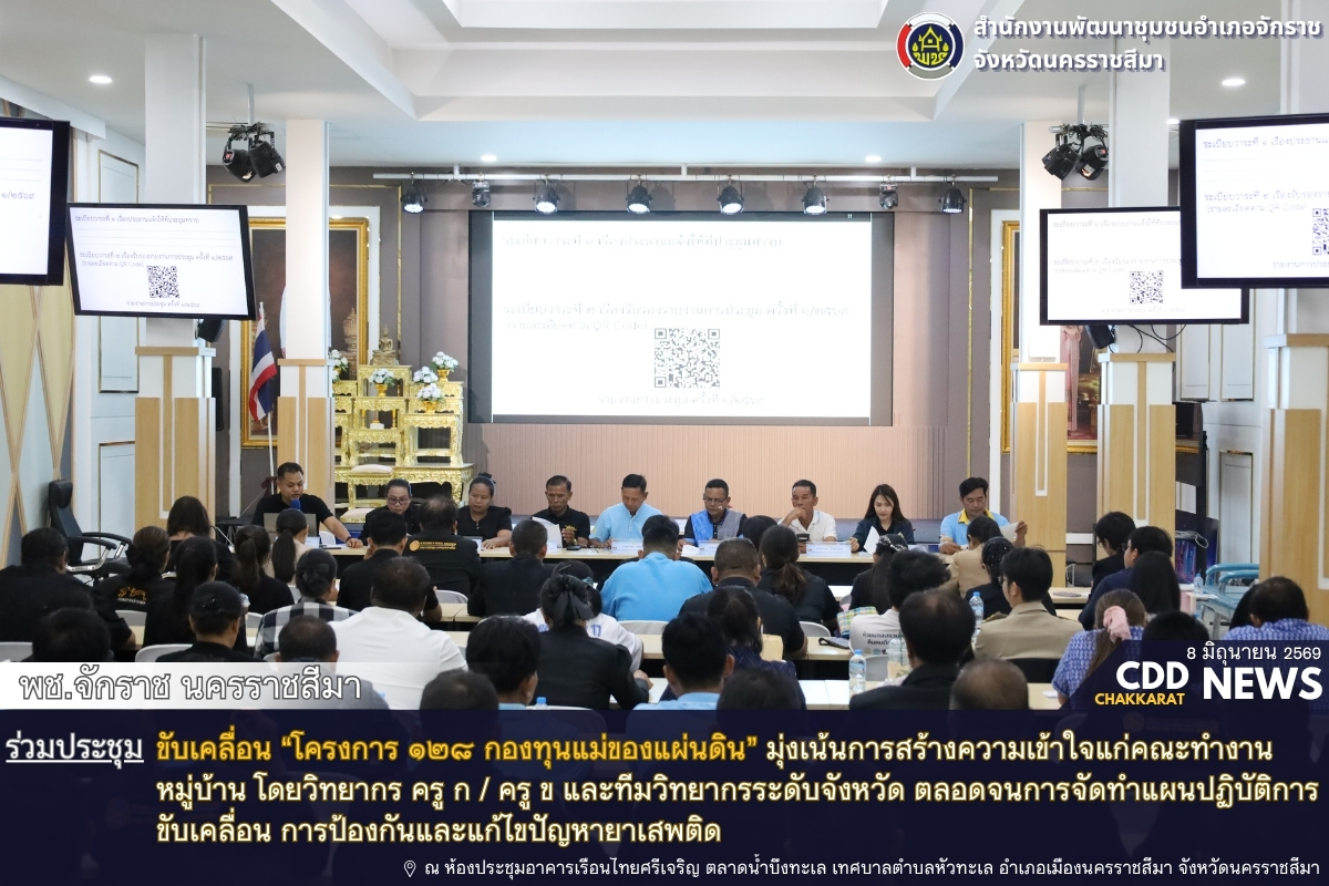 พช.จักราช นครราชสีมา ร่วมประชุมขับเคลื่อน “โครงการ ๑๒๘ กองทุนแม่ของแผ่นดิน” 